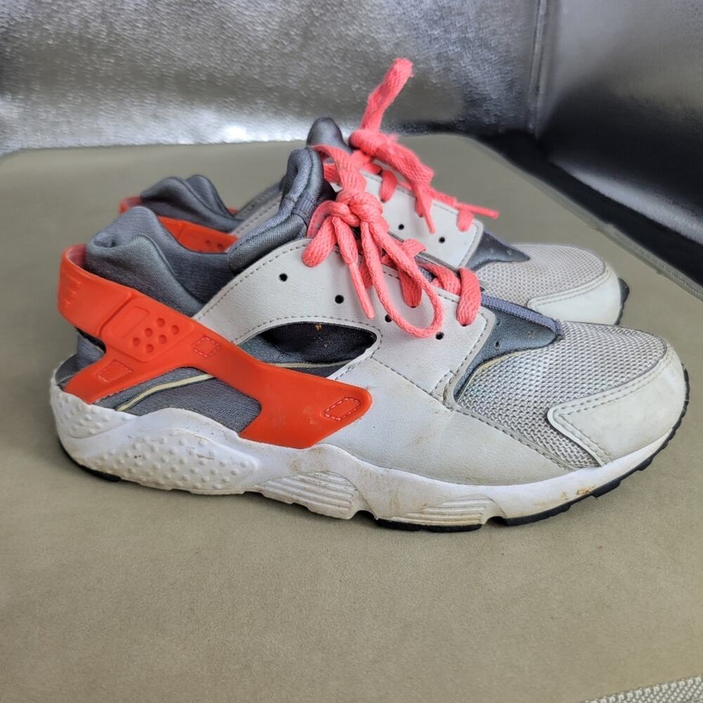 Nike Air Huarache Shoes Girl Size 3 Grey Run Pure Platinum Lava Sneaker Athletic - Picture 1 of 14